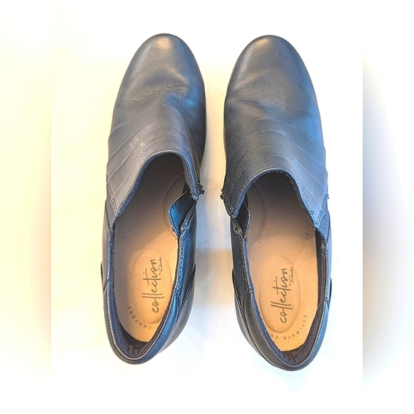 Women's Dark Navy Leather Heeled Shoes - Picture 4 of 4